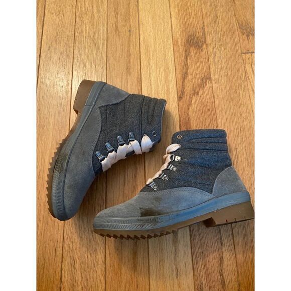 Keds, women's lace up grey suede high top winter ankle booties size 7.5 - Picture 3 of 9